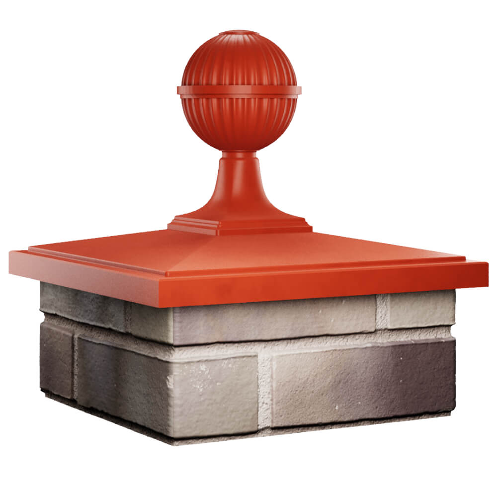 Колпак Zking БонаМоно Красный с шаром на столб 1.5х1.5 кирпича (385х385, 400х400мм) в сборе в Якутске фото