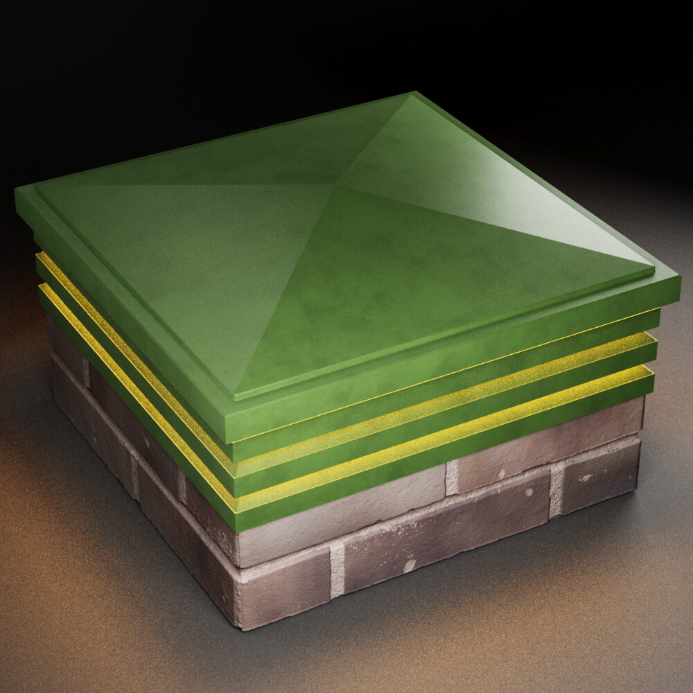 Колпак Zking Бона ХайТек Зеленый на столб 2х2 кирпича (513х513мм) с подсветкой в Якутске фото