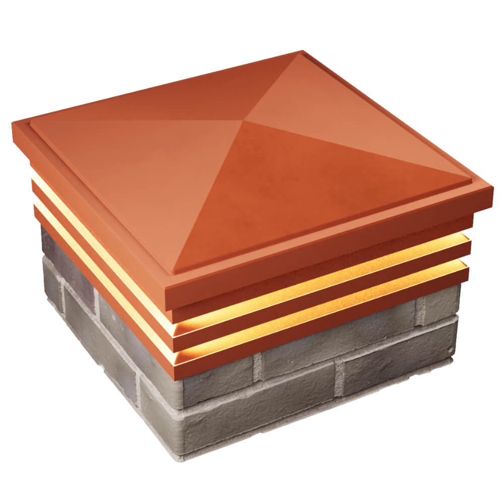 Колпак Zking Бона ХайТек Красный на столб 1.5х1.5 кирпича (385х385мм) с подсветкой в Якутске фото