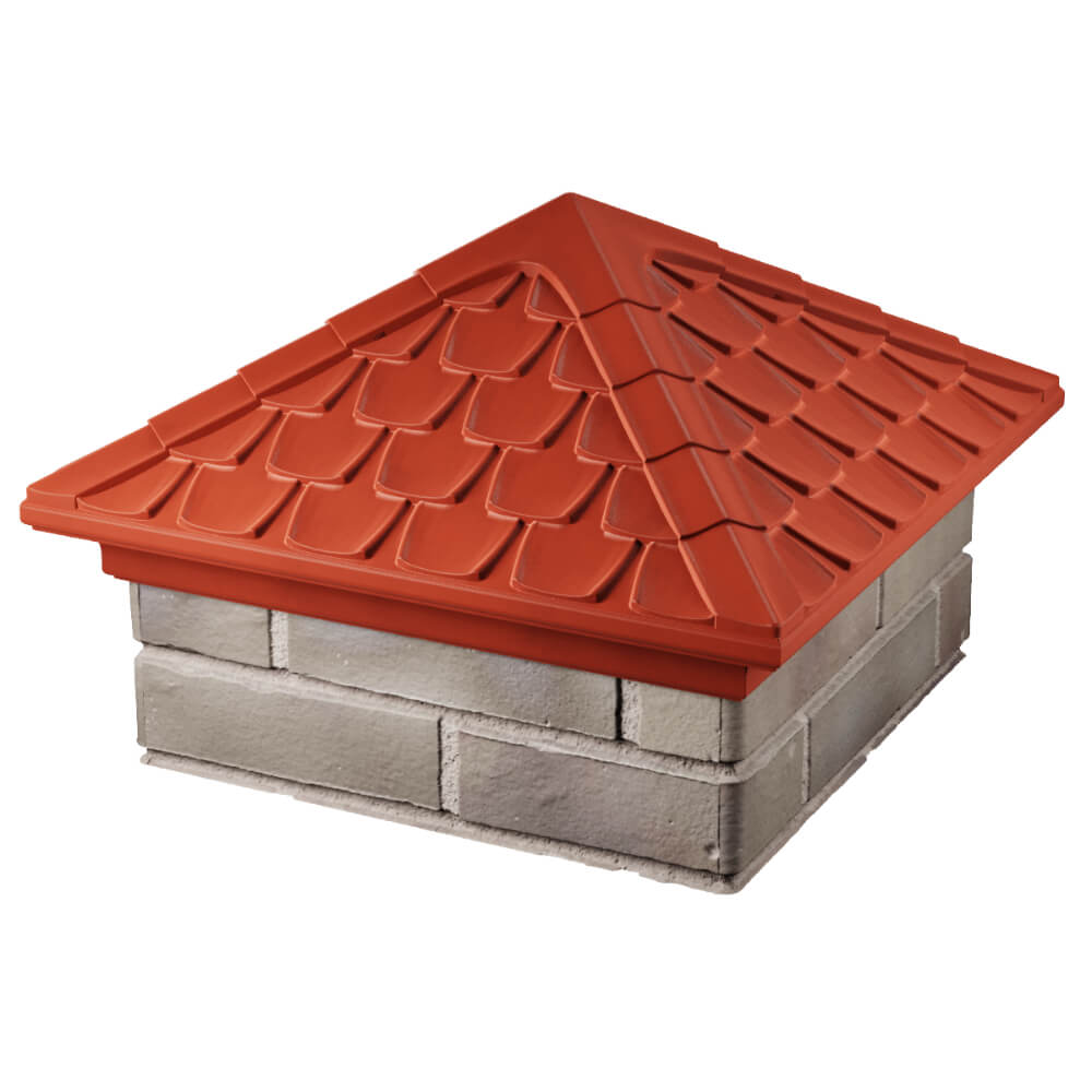 Колпак Zking Эльбрус Красный на столб 1.5х1.5 кирпича (385х385мм) в Якутске фото