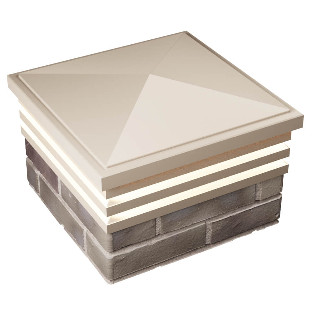 Колпак Zking Бона ХайТек Бежевый на столб 1.5х1.5 кирпича (385х385мм) с подсветкой в Якутске фото