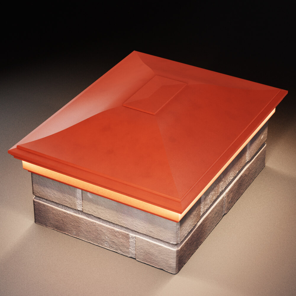 Колпак Zking Монблан Красный на столб 2х1.5 кирпича (515х385мм) c подсветкой в Якутске фото