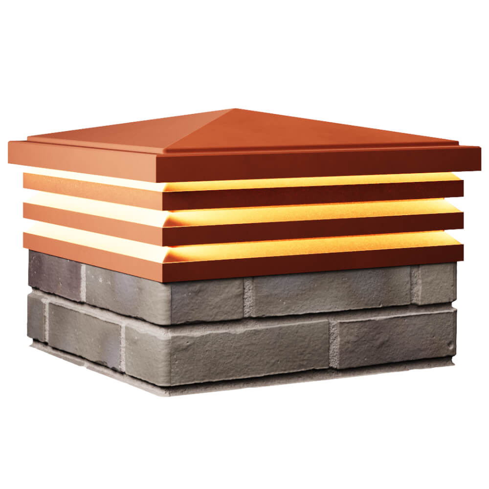 Колпак Zking Бона ХайТек Красный на столб 1.5х1.5 кирпича (385х385мм) с подсветкой в Якутске фото