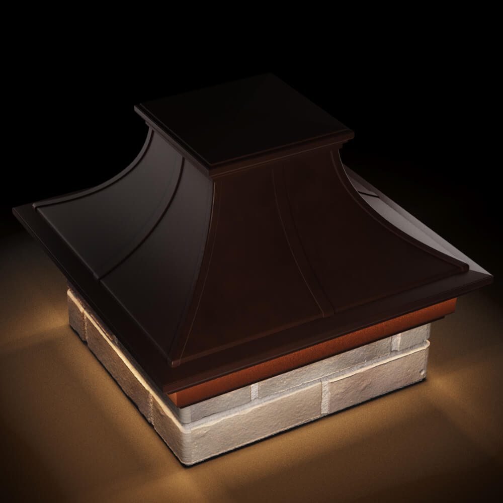 Колпак Zking Монблан Премиум Коричневый на столб 1.5х1.5 кирпича (385х385мм) с подсветкой в Якутске фото