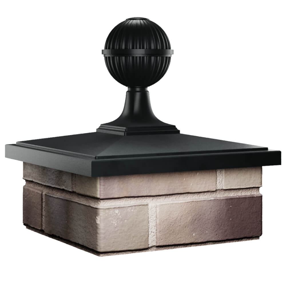 Колпак Zking БонаМоно Черный с шаром на столб 1.5х1.5 кирпича (385х385, 400х400мм) в сборе в Якутске фото