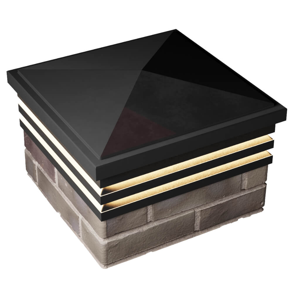 Колпак Zking Бона ХайТек Черный на столб 1.5х1.5 кирпича (385х385мм) с подсветкой в Якутске фото