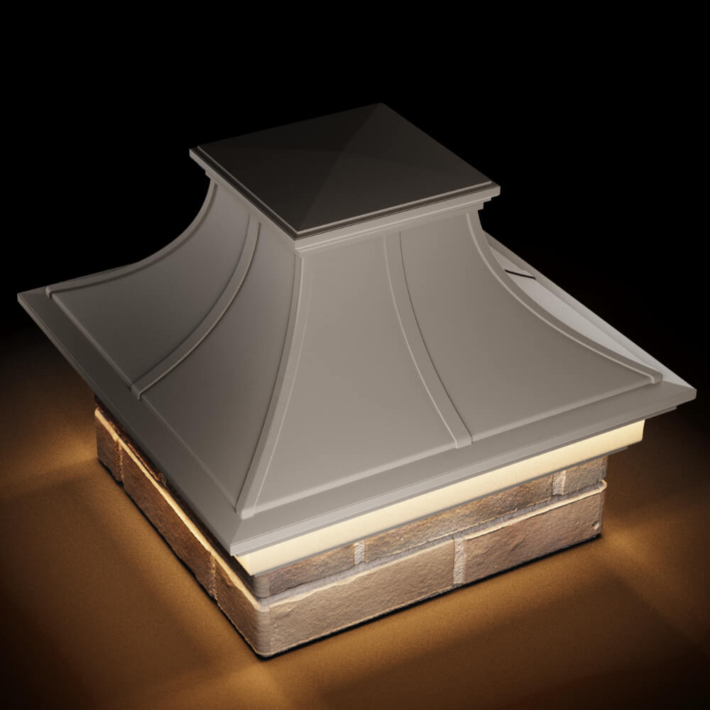 Колпак Zking Монблан Премиум Бежевый на столб 1.5х1.5 кирпича (385х385мм) с подсветкой в Якутске фото