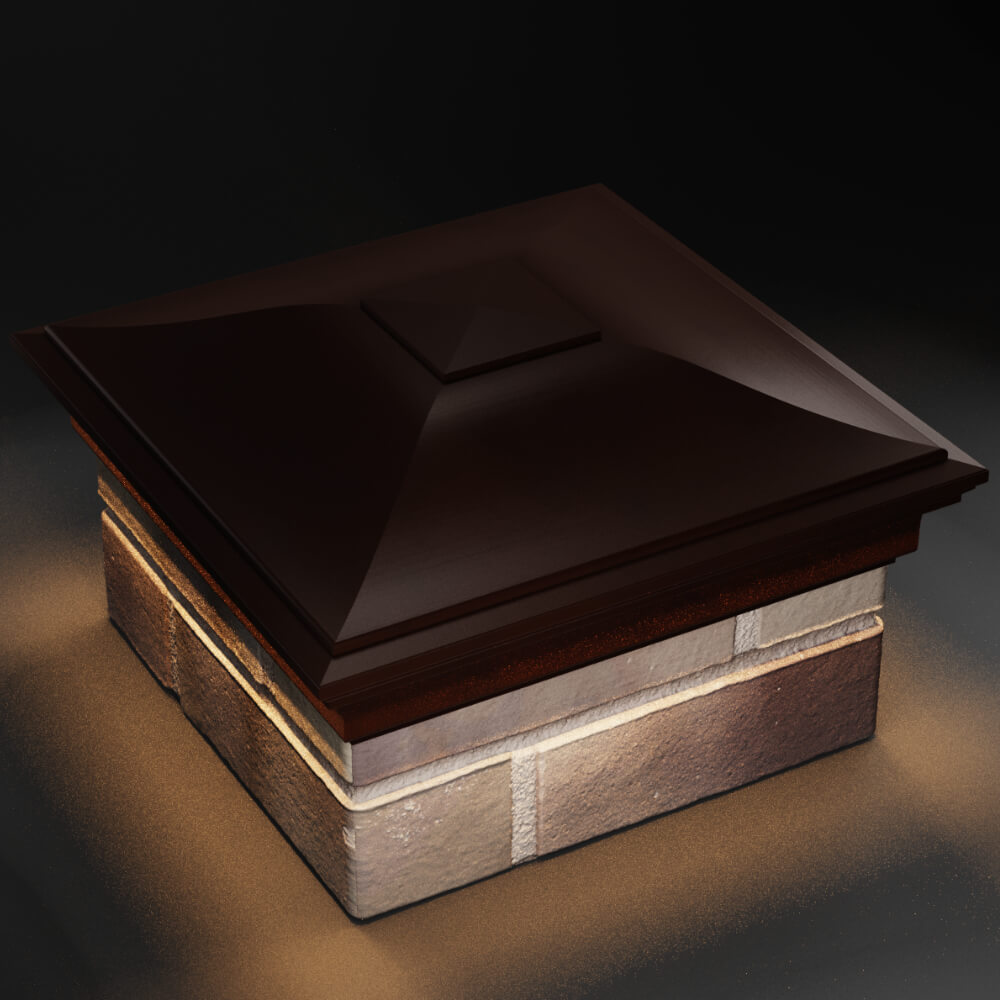 Колпак Zking Монблан Коричневый на столб 1.5х1.5 кирпича (385х385мм) с подсветкой в Якутске фото