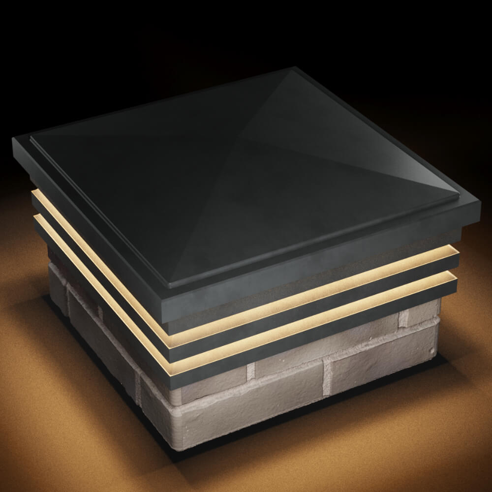 Колпак Zking Бона ХайТек Серый на столб 1.5х1.5 кирпича (385х385мм) с подсветкой в Якутске фото