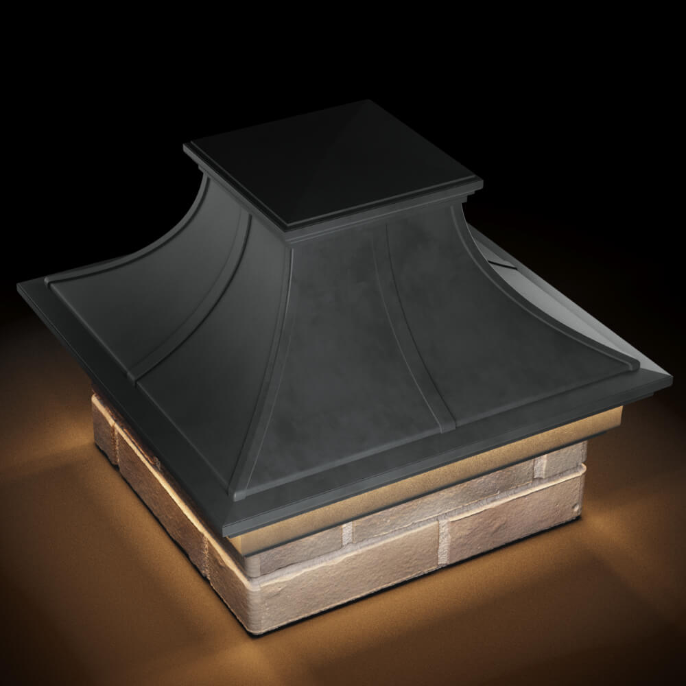 Колпак Zking Монблан Премиум Серый на столб 1.5х1.5 кирпича (385х385мм) с подсветкой в Якутске фото