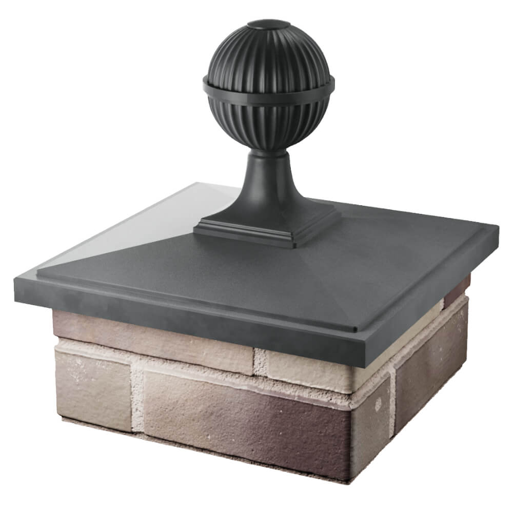 Колпак Zking БонаМоно Серый с шаром на столб 1.5х1.5 кирпича (385х385, 400х400мм) в сборе в Якутске фото