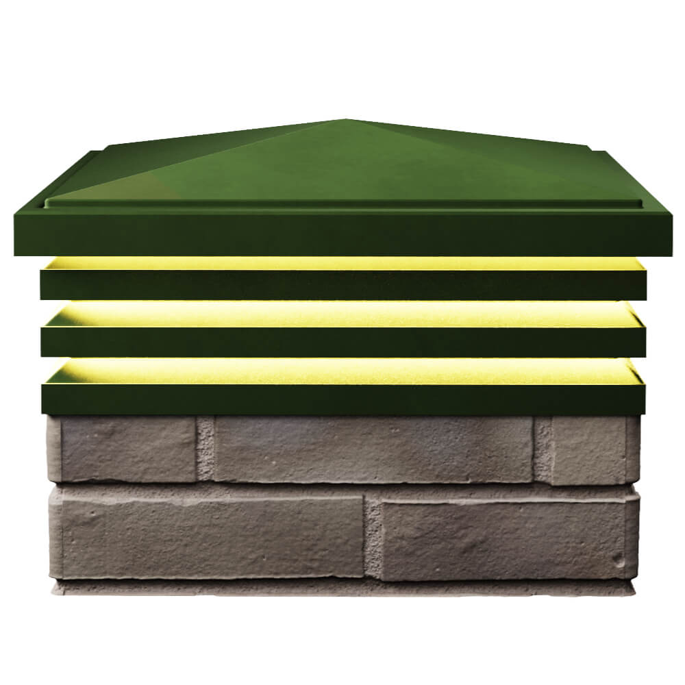 Колпак Zking Бона ХайТек Зеленый на столб 1.5х1.5 кирпича (385х385мм) с подсветкой в Якутске фото