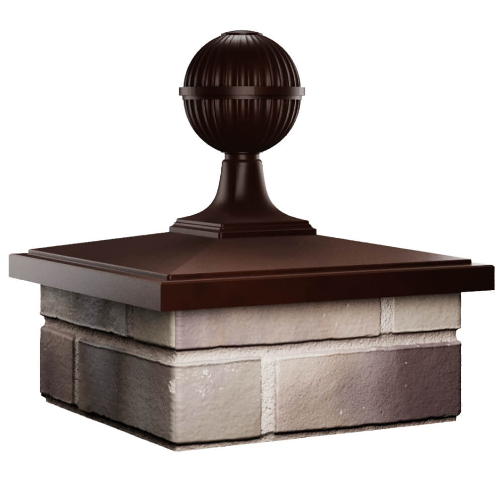 Колпак Zking БонаМоно Коричневый с шаром на столб 1.5х1.5 кирпича (385х385, 400х400мм) в сборе в Якутске фото