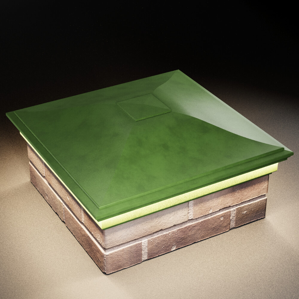 Колпак Zking Монблан Зеленый на столб 2х2 кирпича (515х515мм) c подсветкой в Якутске фото