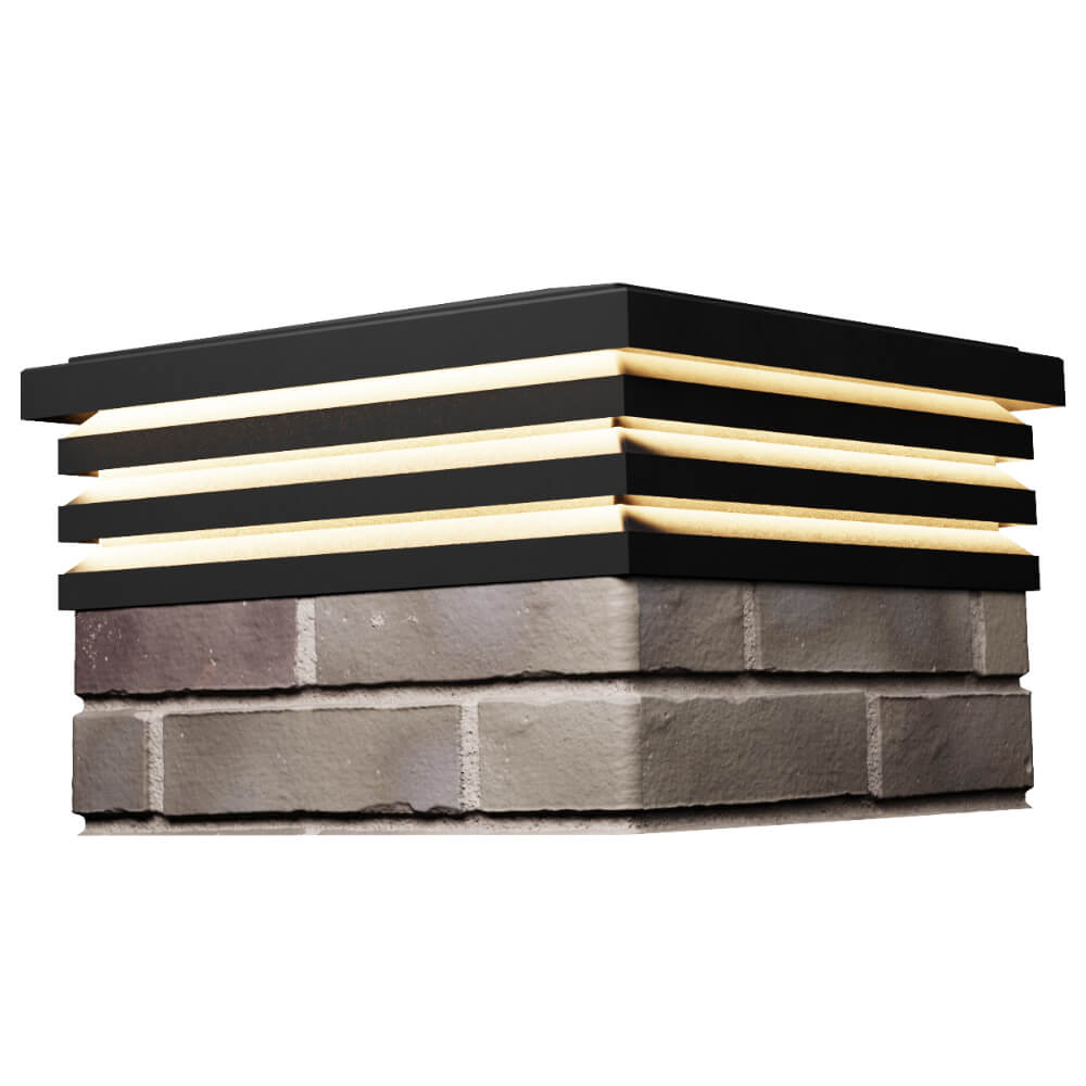 Колпак Zking Бона ХайТек Черный на столб 1.5х1.5 кирпича (385х385мм) с подсветкой в Якутске фото