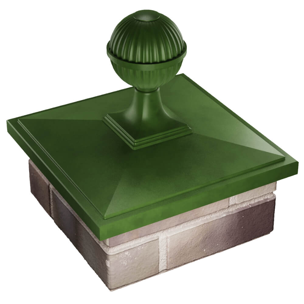 Колпак Zking БонаМоно Зеленый с шаром на столб 1.5х1.5 кирпича (385х385, 400х400мм) в сборе в Якутске фото
