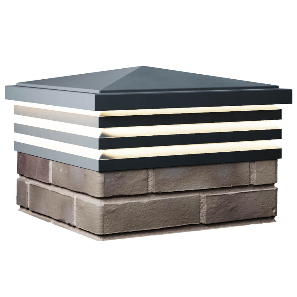 Колпак Zking Бона ХайТек Серый на столб 1.5х1.5 кирпича (385х385мм) с подсветкой в Якутске фото