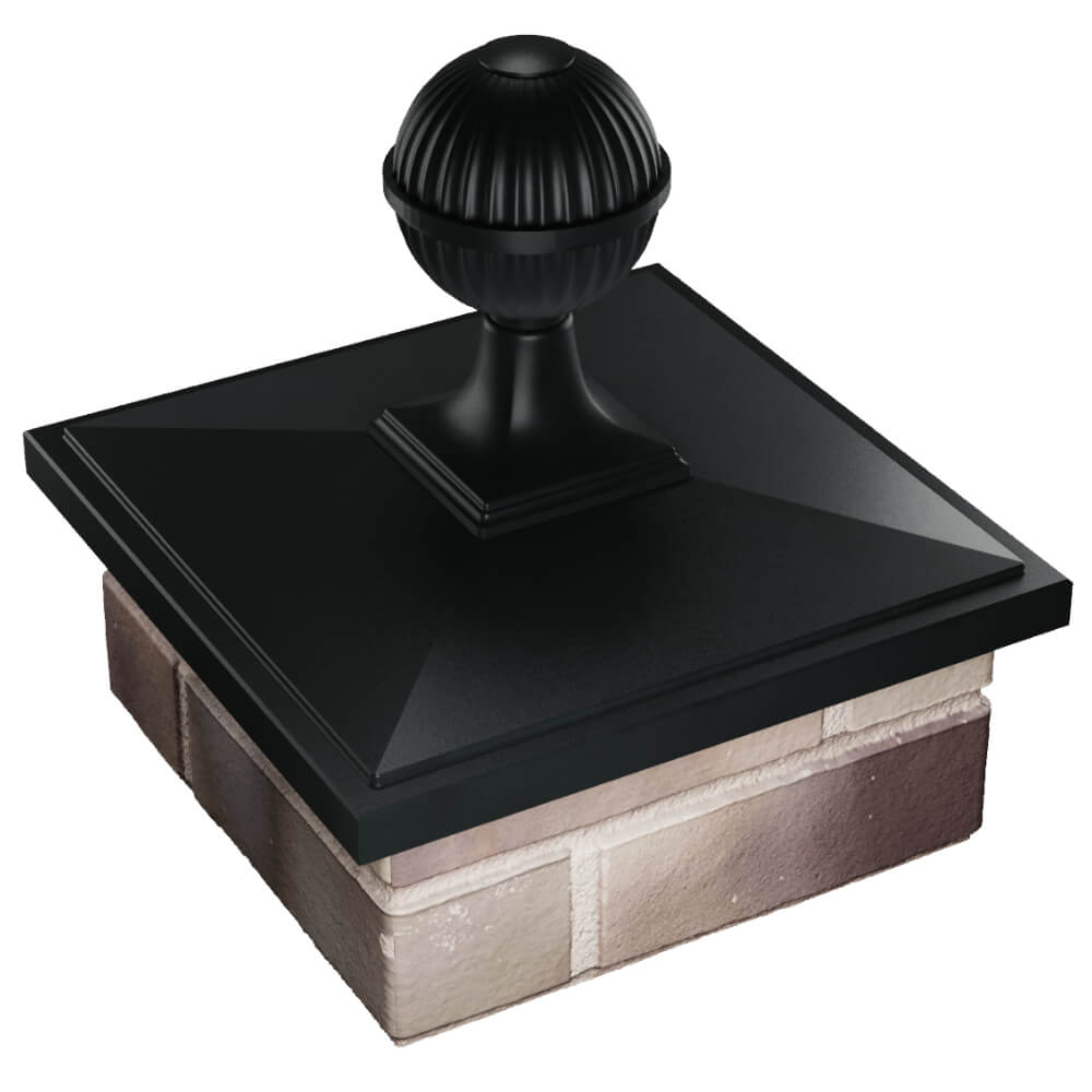 Колпак Zking БонаМоно Черный с шаром на столб 1.5х1.5 кирпича (385х385, 400х400мм) в сборе в Якутске фото