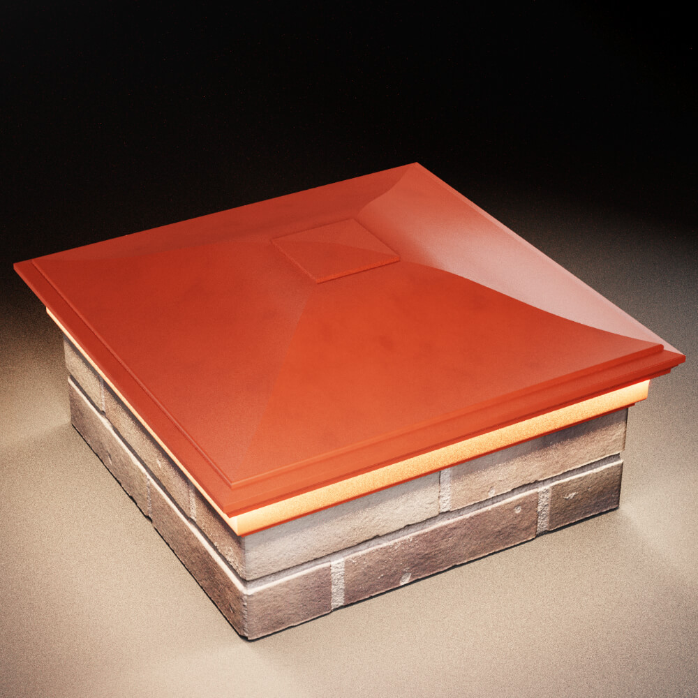 Колпак Zking Монблан Красный на столб 2х2 кирпича (515х515мм) c подсветкой в Якутске фото