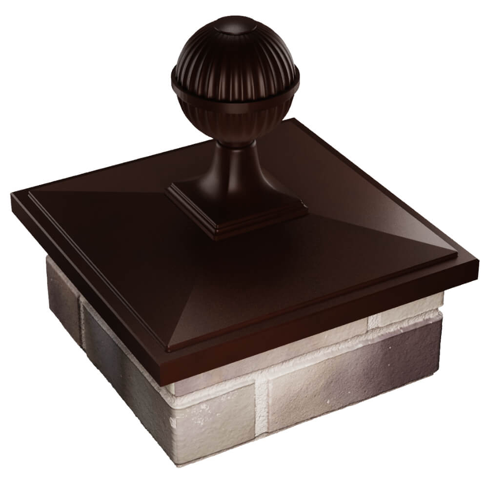 Колпак Zking БонаМоно Коричневый с шаром на столб 1.5х1.5 кирпича (385х385, 400х400мм) в сборе в Якутске фото