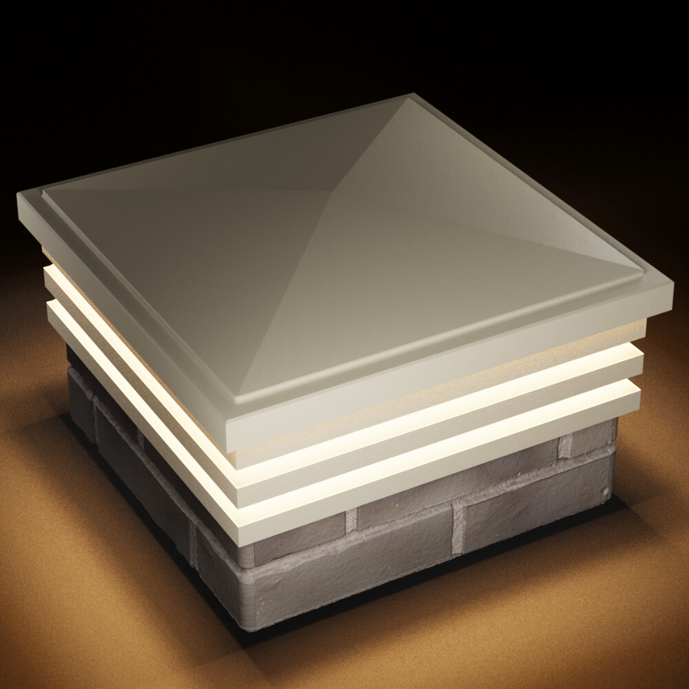 Колпак Zking Бона ХайТек Бежевый на столб 1.5х1.5 кирпича (385х385мм) с подсветкой в Якутске фото