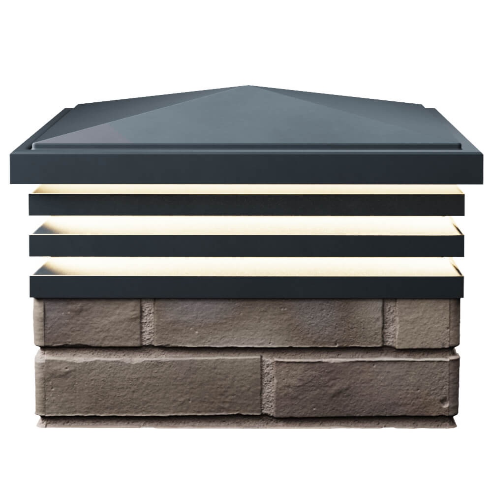 Колпак Zking Бона ХайТек Серый на столб 1.5х1.5 кирпича (385х385мм) с подсветкой в Якутске фото