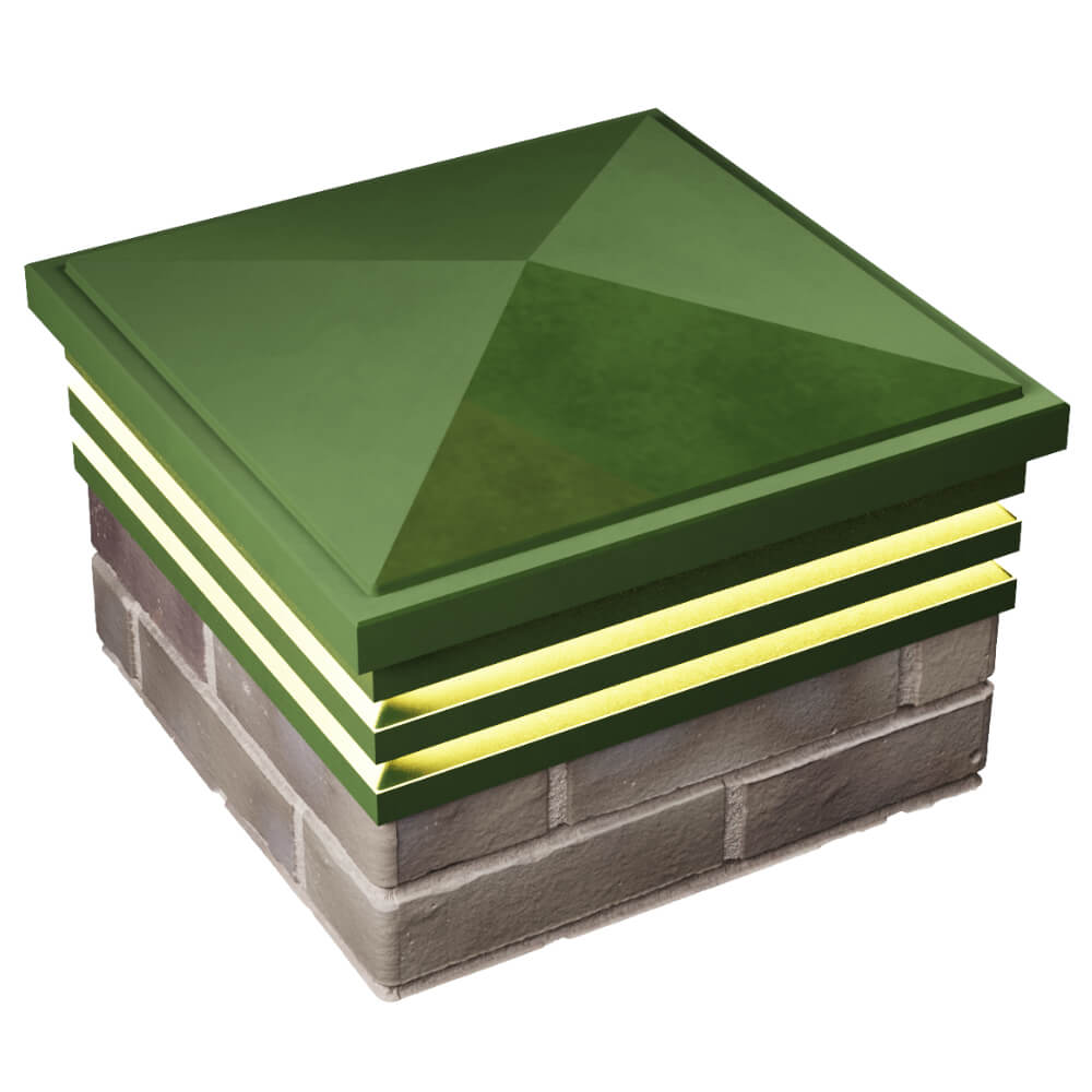 Колпак Zking Бона ХайТек Зеленый на столб 1.5х1.5 кирпича (385х385мм) с подсветкой в Якутске фото