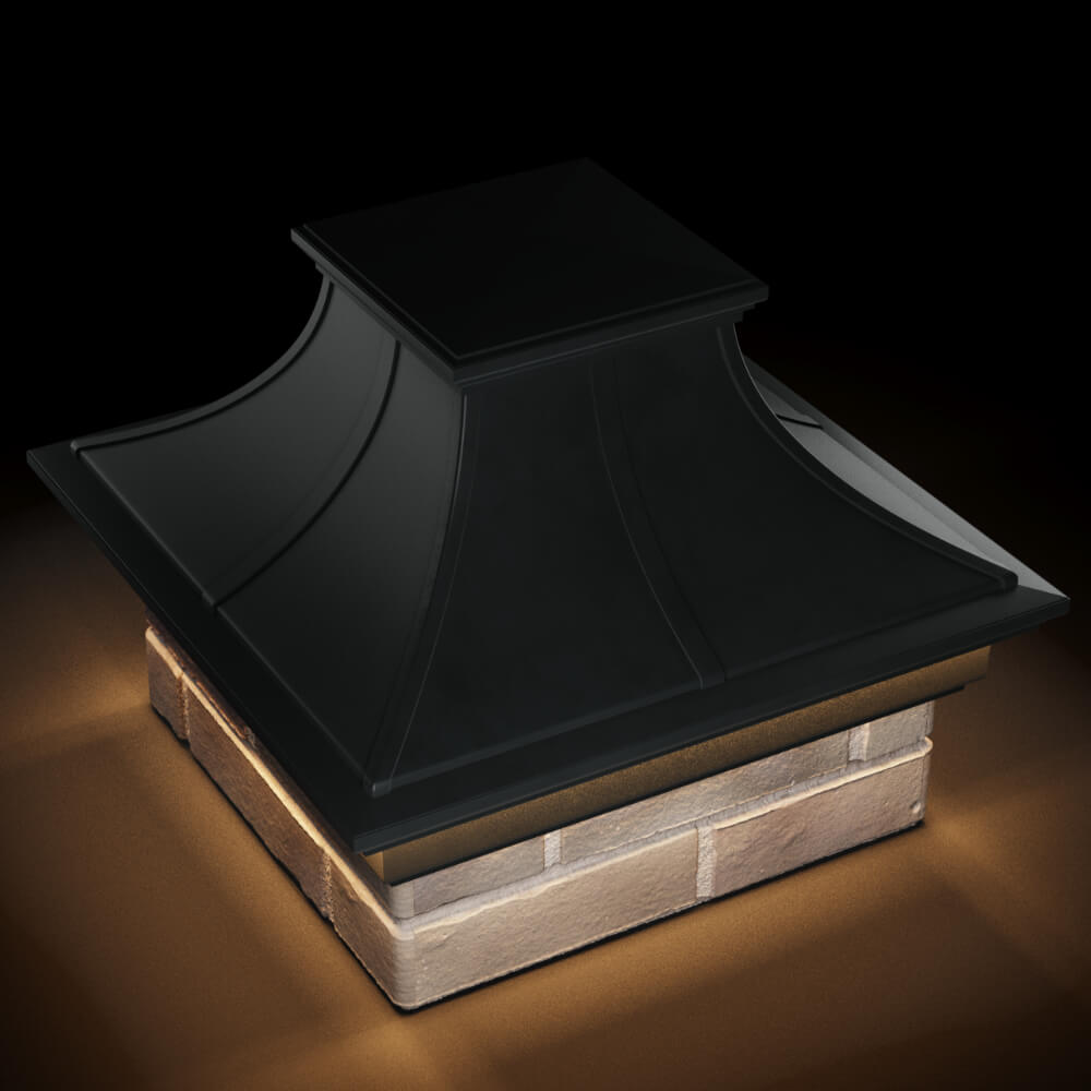 Колпак Zking Монблан Премиум Черный на столб 1.5х1.5 кирпича (385х385мм) с подсветкой в Якутске фото