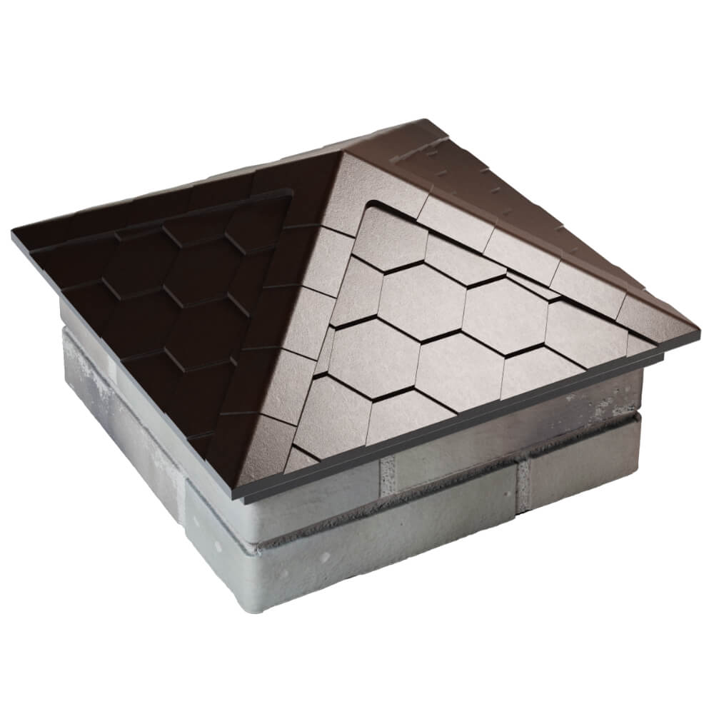 Колпак Zking Эверест Коричневый на столб 1.5х1.5 кирпича (390х390мм) в Якутске фото