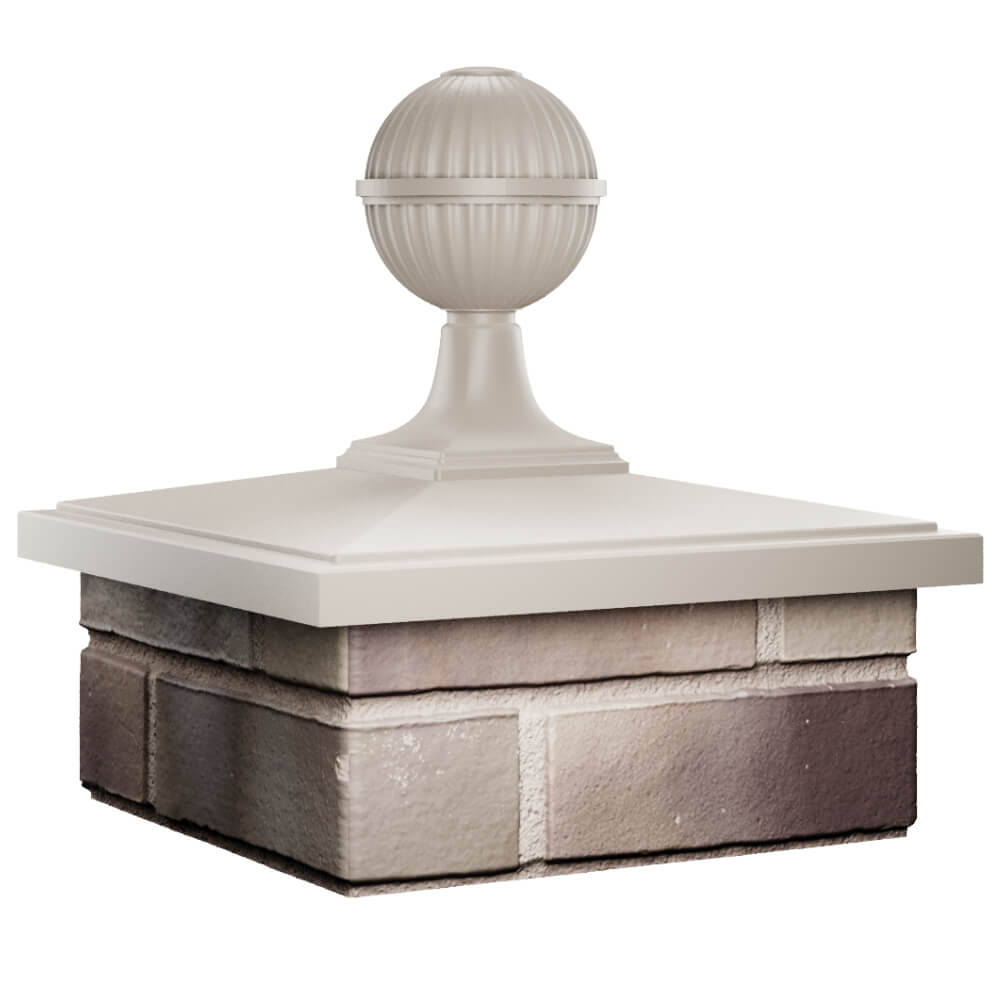 Колпак Zking БонаМоно Бежевый с шаром на столб 1.5х1.5 кирпича (385х385, 400х400мм) в сборе в Якутске фото