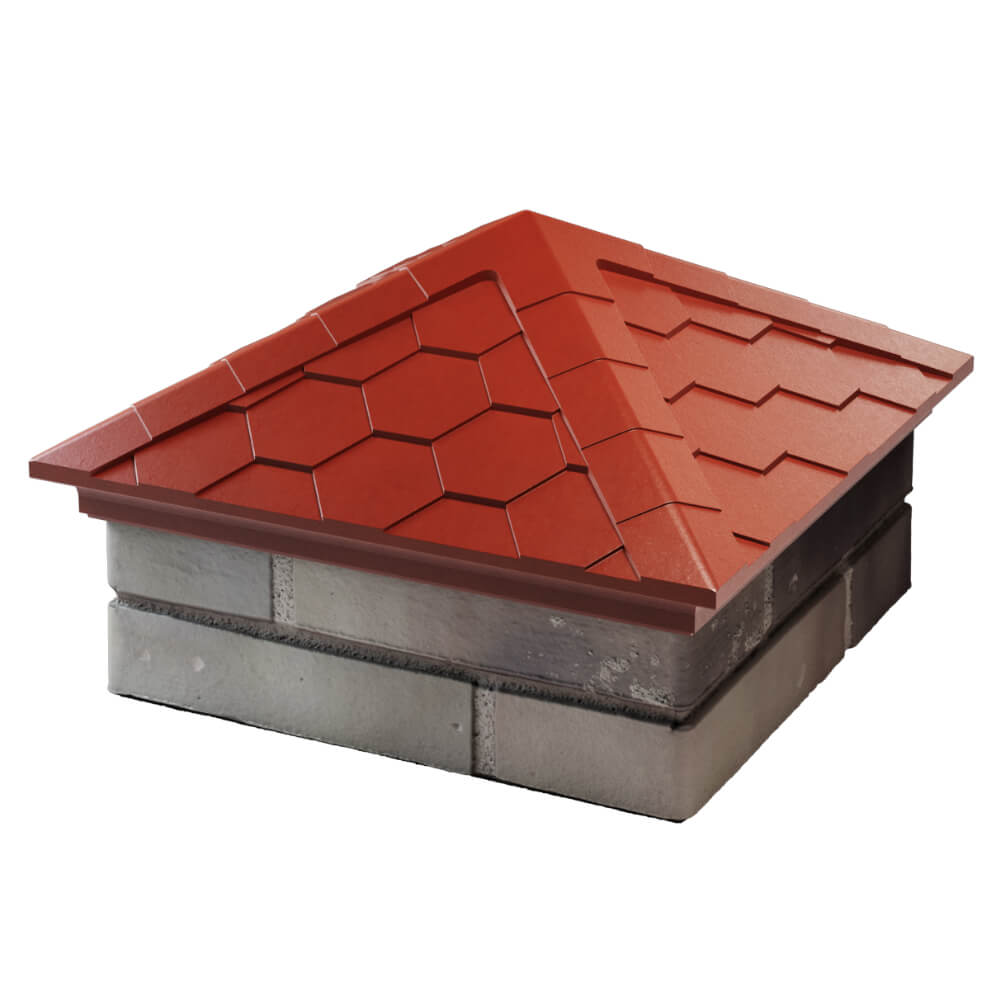 Колпак Zking Эверест Красный на столб 1.5х1.5 кирпича (390х390мм) в Якутске фото