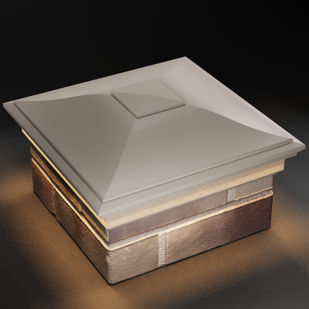 Колпак Zking Монблан Бежевый на столб 1.5х1.5 кирпича (385х385мм) с подсветкой в Якутске фото