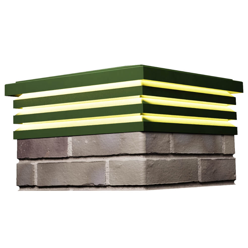 Колпак Zking Бона ХайТек Зеленый на столб 1.5х1.5 кирпича (385х385мм) с подсветкой в Якутске фото