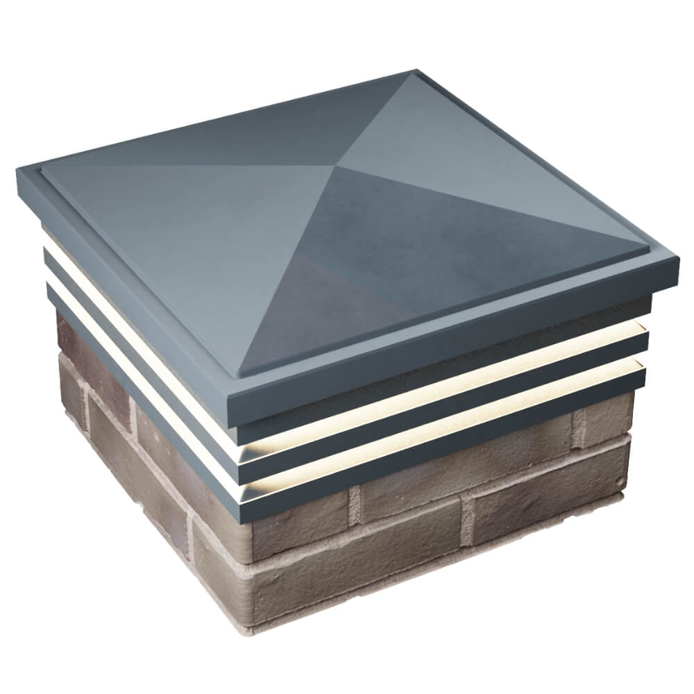 Колпак Zking Бона ХайТек Серый на столб 1.5х1.5 кирпича (385х385мм) с подсветкой в Якутске фото