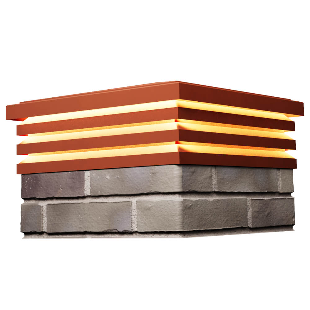 Колпак Zking Бона ХайТек Красный на столб 1.5х1.5 кирпича (385х385мм) с подсветкой в Якутске фото