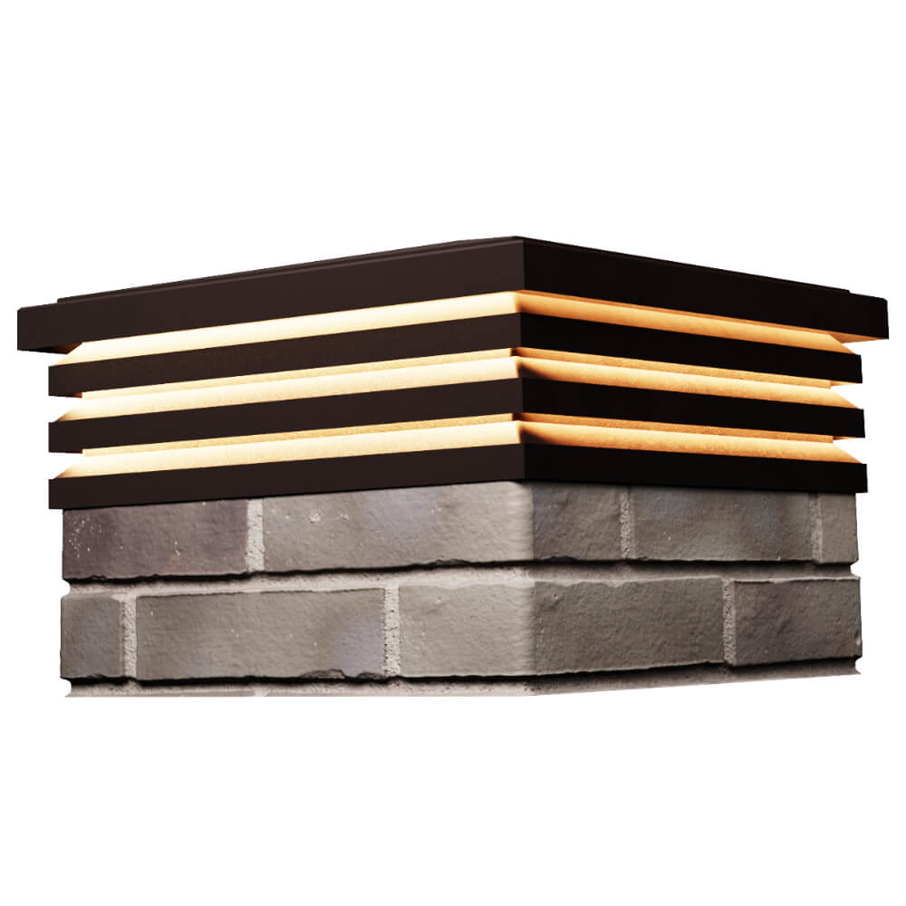 Колпак Zking Бона ХайТек Коричневый на столб 1.5х1.5 кирпича (385х385мм) с подсветкой в Якутске фото