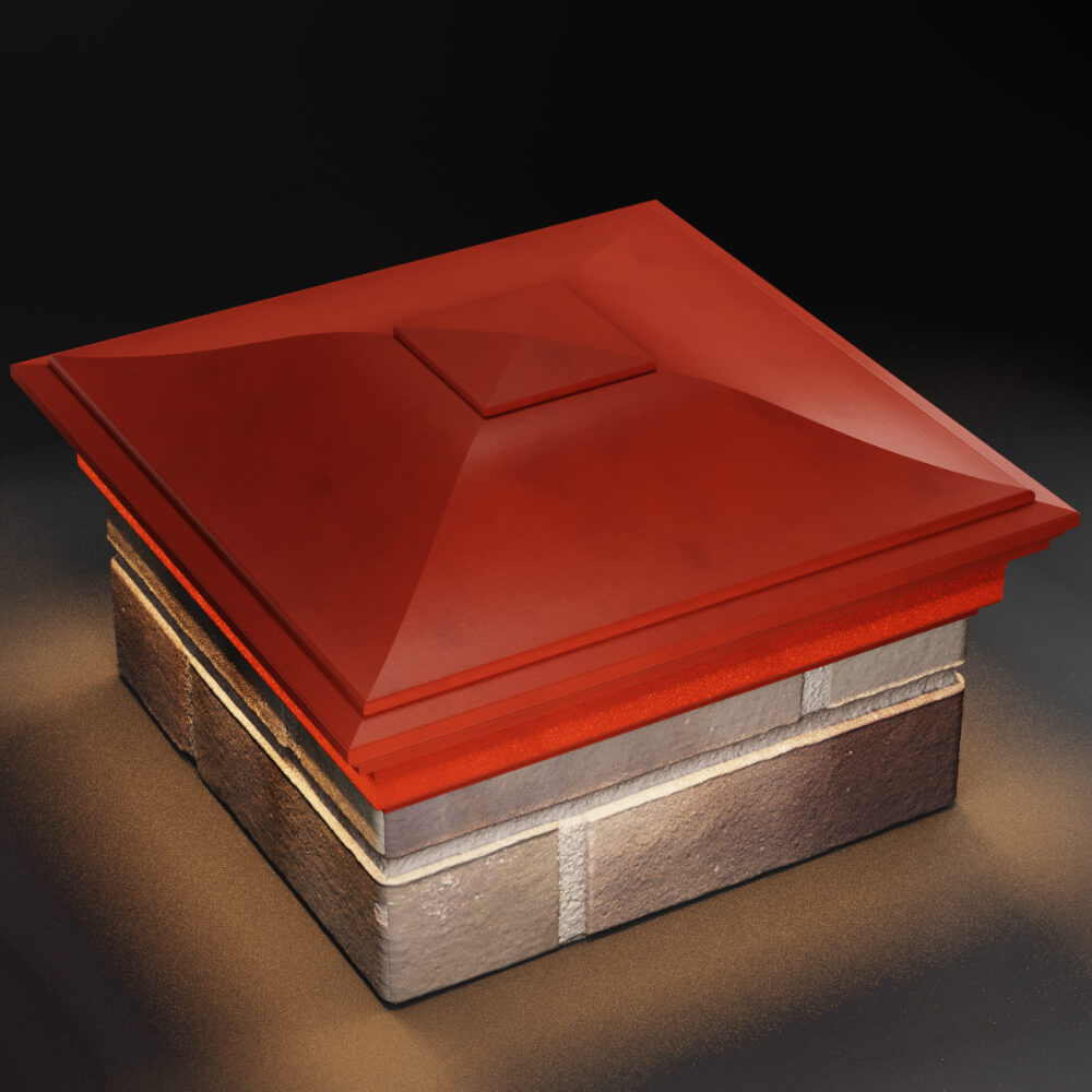 Колпак Zking Монблан Красный на столб 1.5х1.5 кирпича (385х385мм) с подсветкой в Якутске фото