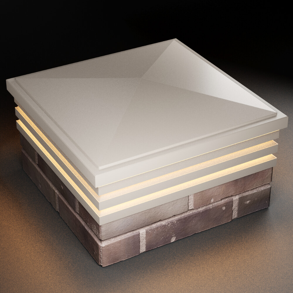 Колпак Zking Бона ХайТек Бежевый на столб 2х2 кирпича (513х513мм) с подсветкой в Якутске фото