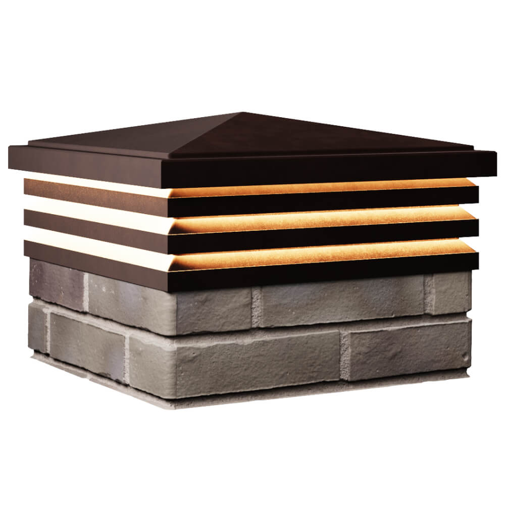 Колпак Zking Бона ХайТек Коричневый на столб 1.5х1.5 кирпича (385х385мм) с подсветкой в Якутске фото