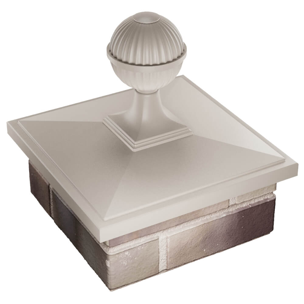 Колпак Zking БонаМоно Бежевый с шаром на столб 1.5х1.5 кирпича (385х385, 400х400мм) в сборе в Якутске фото