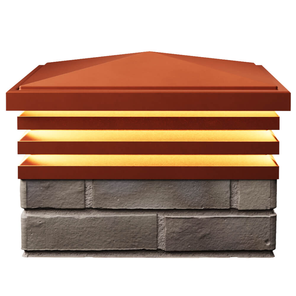 Колпак Zking Бона ХайТек Красный на столб 1.5х1.5 кирпича (385х385мм) с подсветкой в Якутске фото