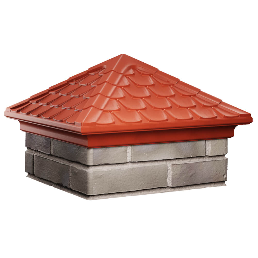 Колпак Zking Эльбрус Красный на столб 1.5х1.5 кирпича (385х385мм) в Якутске фото