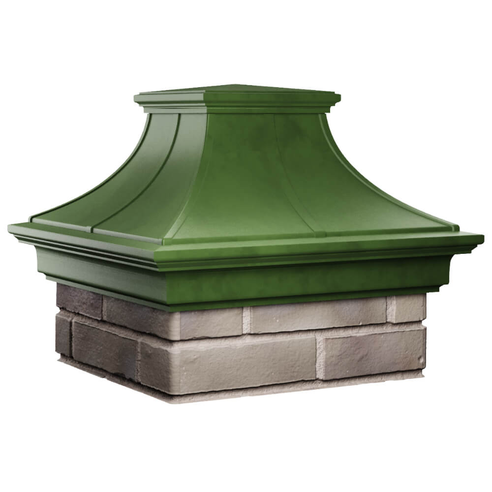 Колпак Zking Монблан Премиум Зеленый на столб 1.5х1.5 кирпича (385х385мм) в Якутске фото
