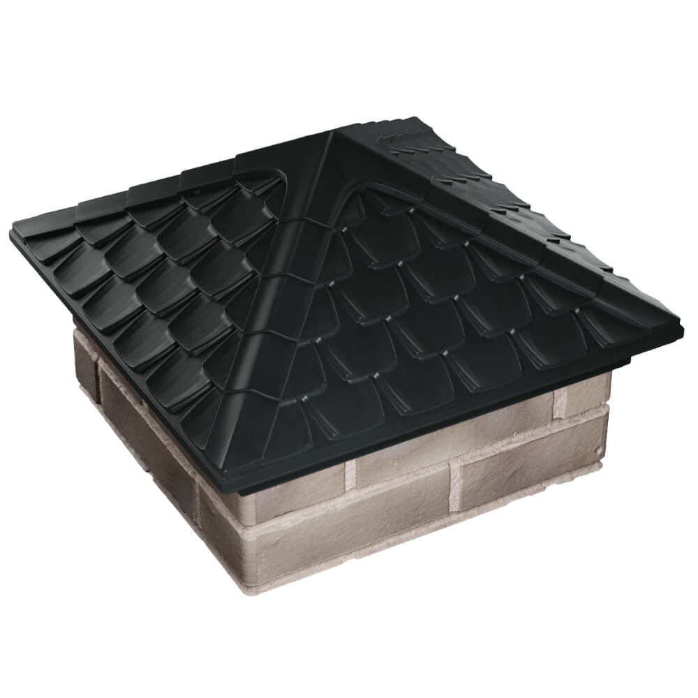 Колпак Zking Эльбрус Черный на столб 1.5х1.5 кирпича (385х385мм) в Якутске фото