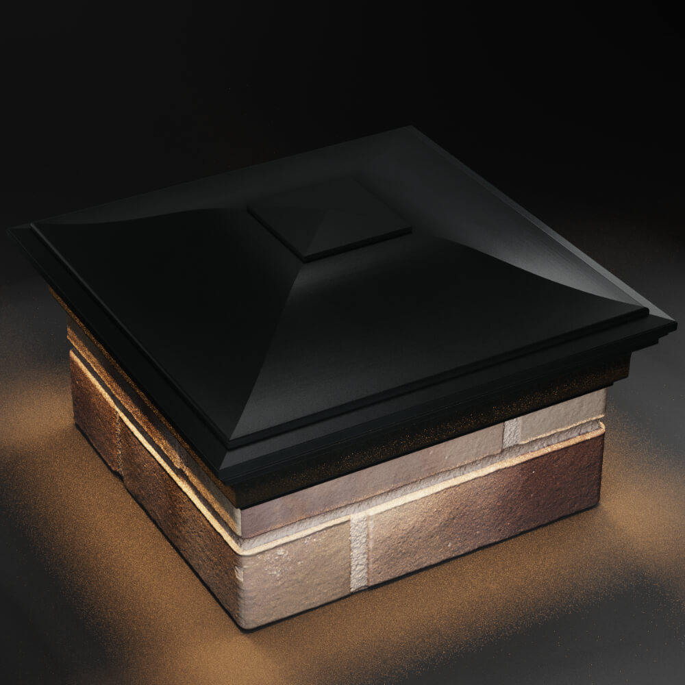 Колпак Zking Монблан Черный на столб 1.5х1.5 кирпича (385х385мм) с подсветкой в Якутске фото