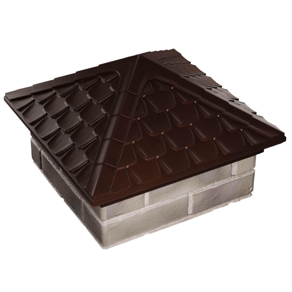 Колпак Zking Эльбрус Коричневый на столб 1.5х1.5 кирпича (385х385мм) в Якутске фото