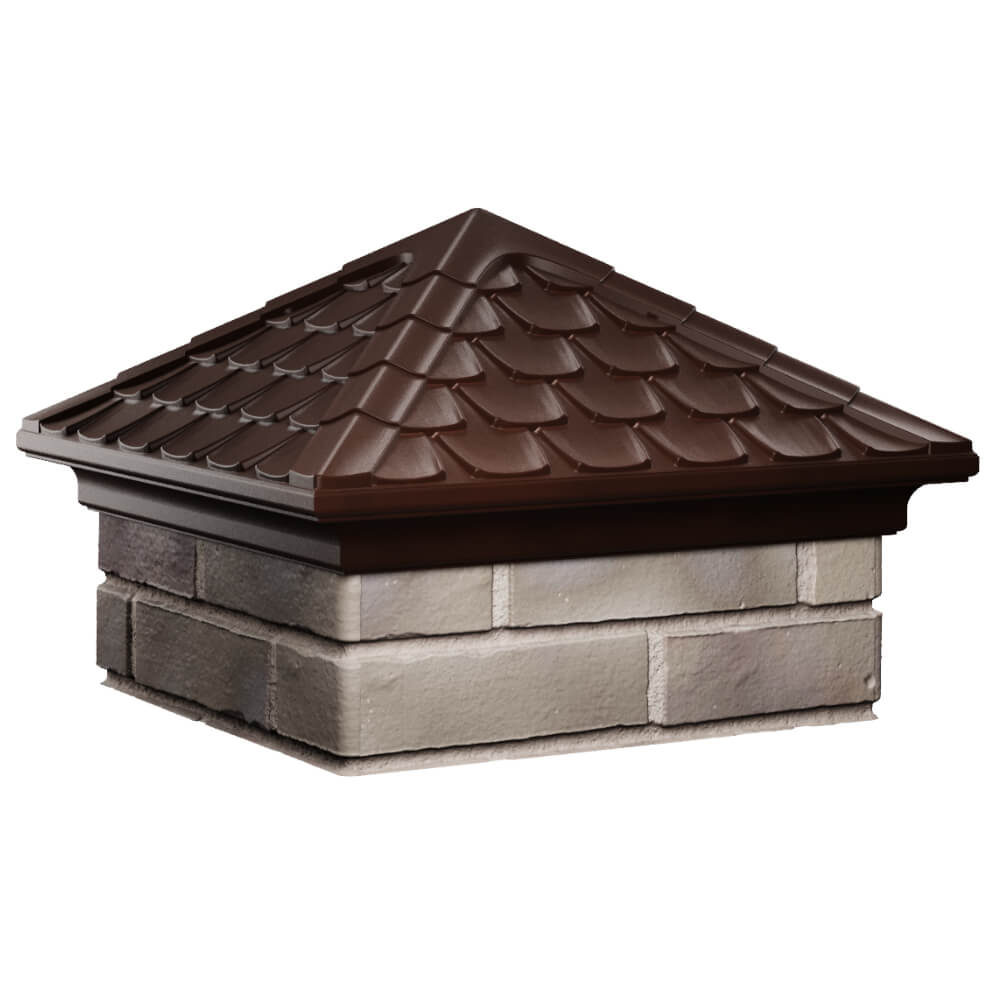 Колпак Zking Эльбрус Коричневый на столб 1.5х1.5 кирпича (385х385мм) в Якутске фото