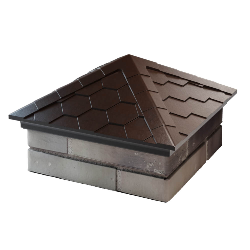 Колпак Zking Эверест Коричневый на столб 1.5х1.5 кирпича (390х390мм) в Якутске фото